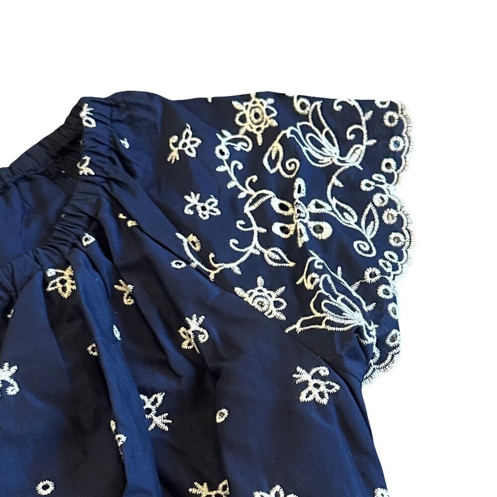 Lane Bryant Navy Embroidered A-Line Dress Cap Sleeves Cotton Size 16 Women's NWT - Picture 6 of 14
